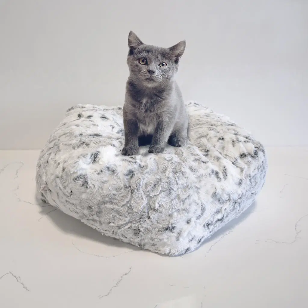 Personalized Kennel Sleeping Nature Designer Snow Leopard Cat Bed