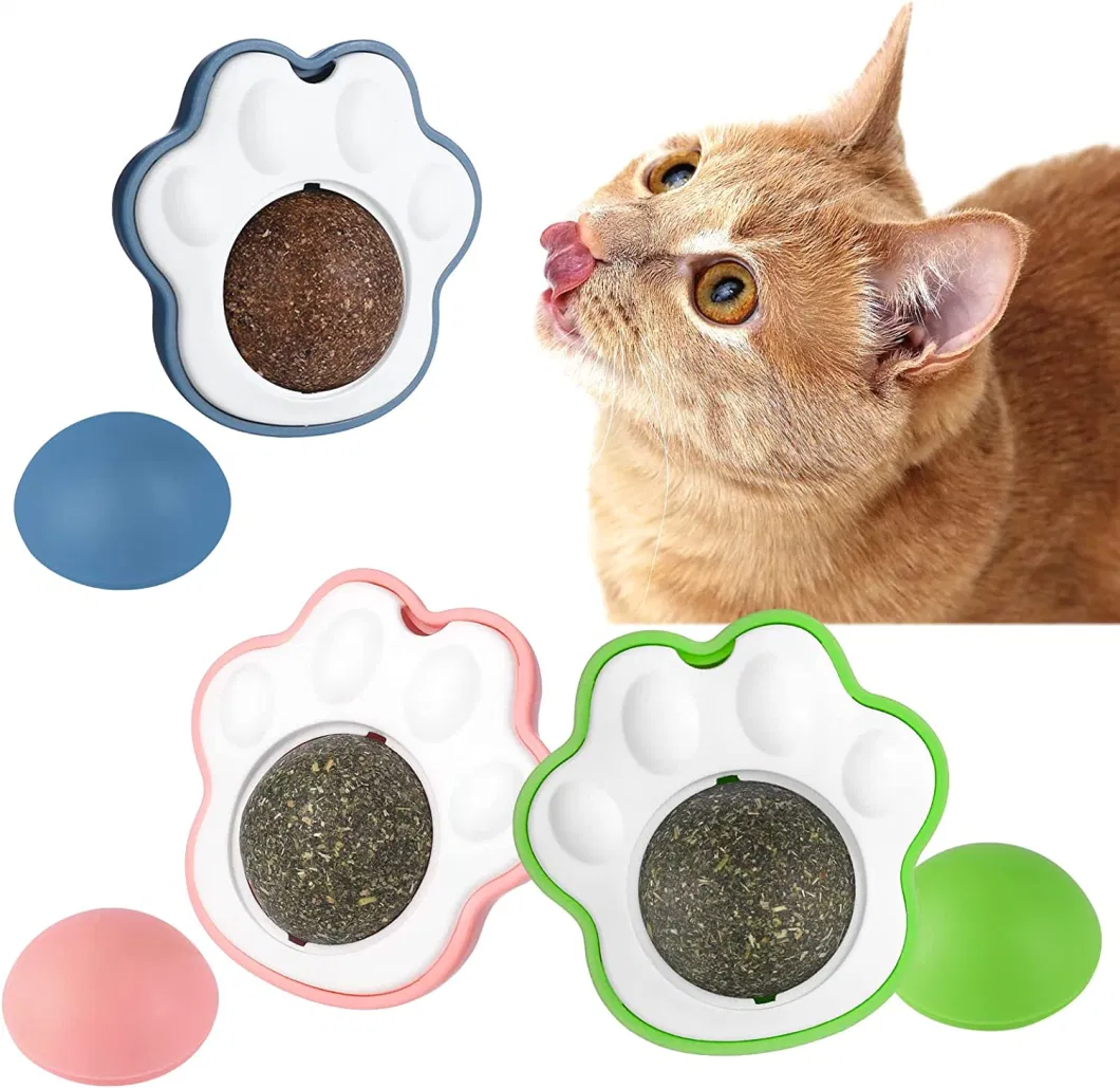 Catnip Ball Toys Rotatable Catnip Wall Roller Edible Cat Licking Toy Cat Paw Cat Chew Toys Interactive Toys for Teeth Cleaning