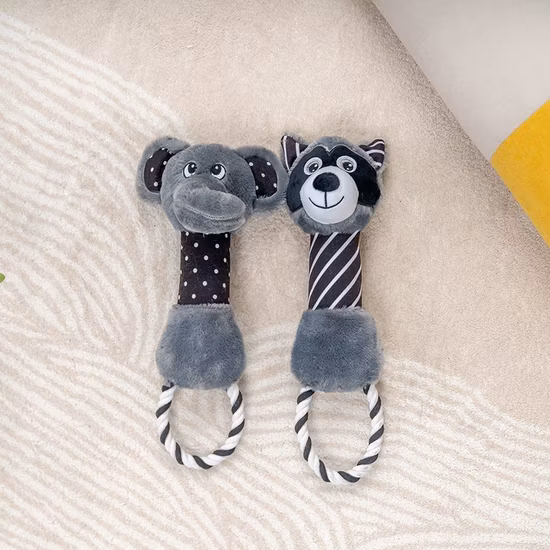 Rena Pet Nero Bianco Simpatico animale Squeaker Farcito Morbido Peluche con Corda per Cani con Stampa Classica