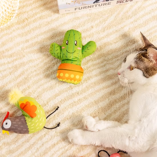 Rena Pet Nuovo Design Primavera Colore Colorato Gatto Peluche Stuzzicante Pelliccia Giocattoli Assortiti con Erba Gatta
